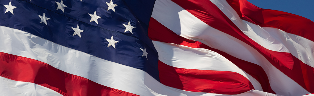 Closeup of the American flag.